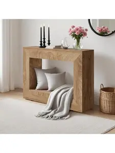 47" Farmhouse Console Table, Rustic Minimalist Vintage Entryway Table with Open Shelves - Wooden Storage Sofa Table Behind Couch for Living Room, Hallway, Foyer, Bedroom