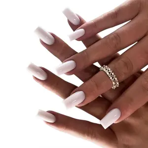 24pcs White French Tip False Press On Nails Short Length Full Cover Pink Nude White Fake Nails Set Nail Art Design For Women Girls