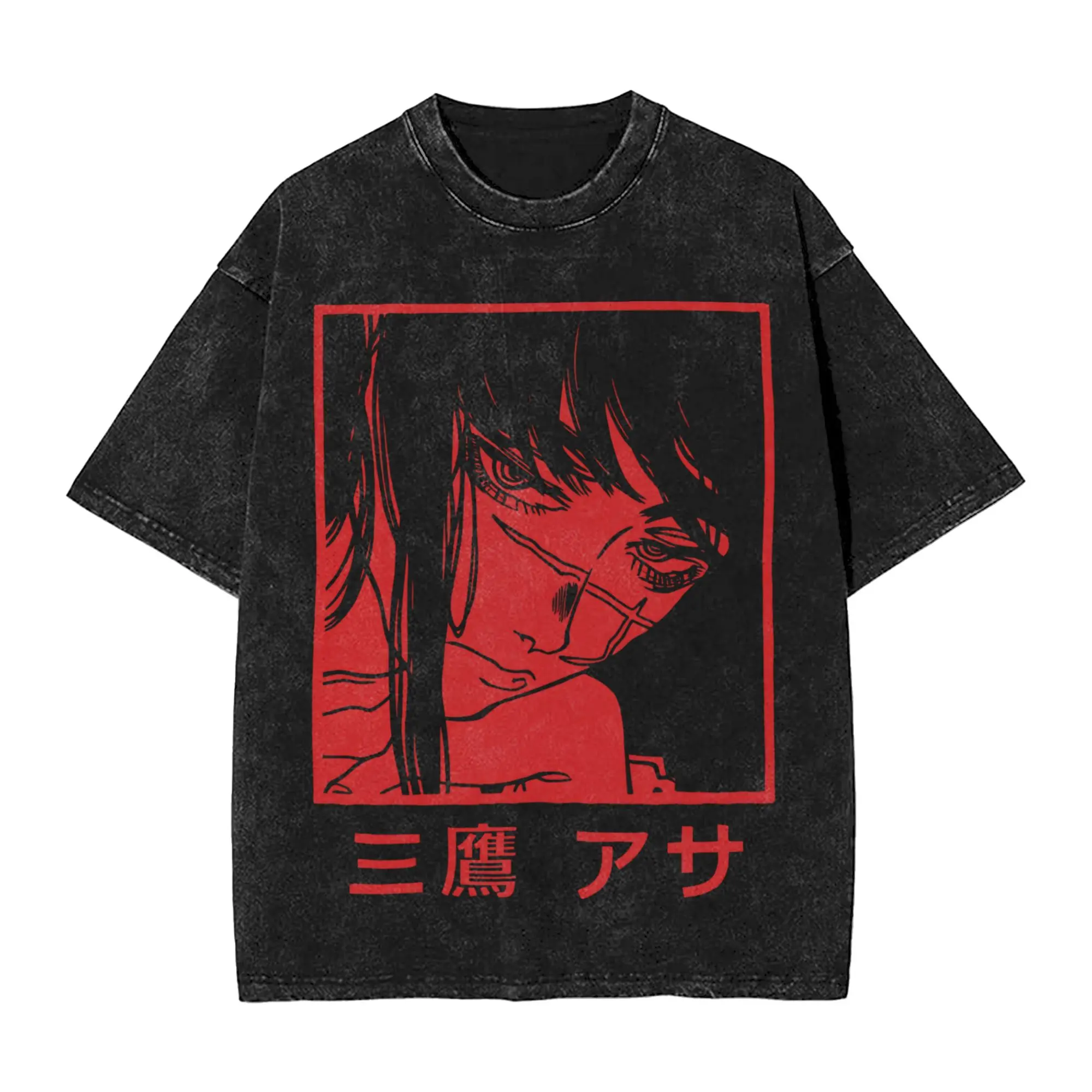valentine shirts Washed T Shirt Yoru Chainsaw Man War Devil T-Shirt Oversize Streetwear Cotton Summer Tops Tops Tees for Men Women