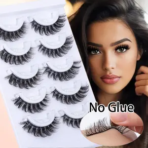 Self-Adhesive False Eyelashes No Glue Needed Pre-Curled Reusable Natural Voluminous Easy to Wear Gift Strip Beginner Friendly