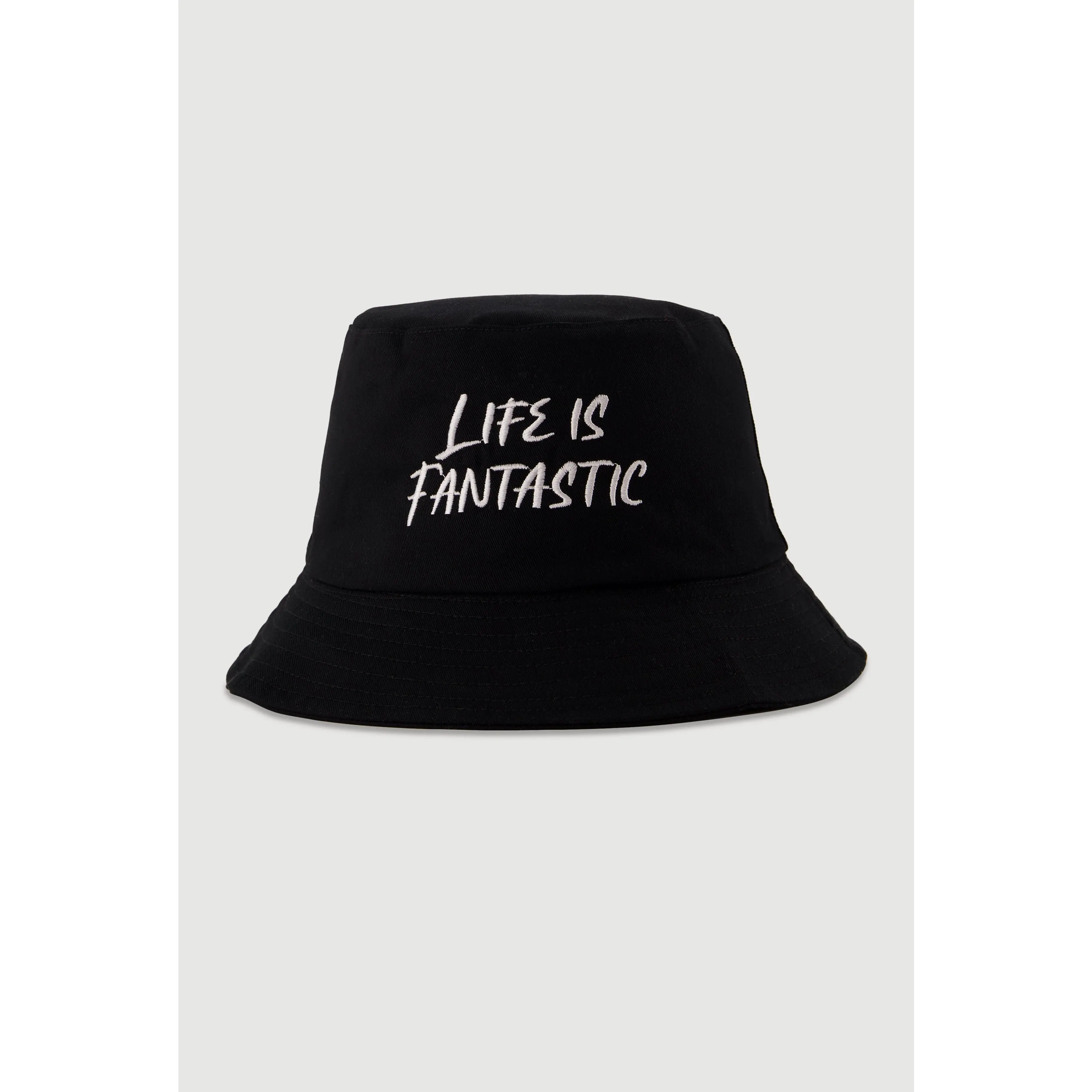 Life Is Fantastic Embroidered Reversible Bucket Hat