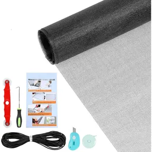 Window Screens Replacement Repair Kit, 59in x 159in Screen Door Mesh Replacement Kit, Durable Fiberglass Mesh Screen Roll with Tools for Windows Doors Patio and Porch Screens, BlackQuesear