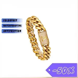 18K Gold Vacuum Plated Copper with 5A+ Sri Lanka Zircon Letter Design Bracelet Miami Italy Mexico & Micro Inspired for Women & Men Luxury Jewelry,Daily Wear,Casual Fashion,Gift Idea,,Classic,Hip Hop,Simple,