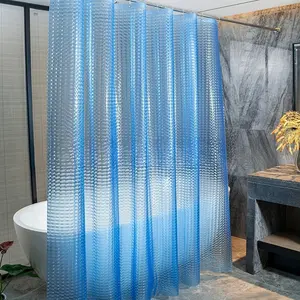 1pc 3D Crystal Shower Curtain Liner with Plastic Hooks, Plastic Waterproof Bath Curtain, 71*71inch / 180x180cm, Bathroom Decor for Bathtub, Kitchen, RV, Greenhouse, Bathroom Decoration Accessories, Shower Essentials, Blue/Green/Gray/Purple/Clear/Pink