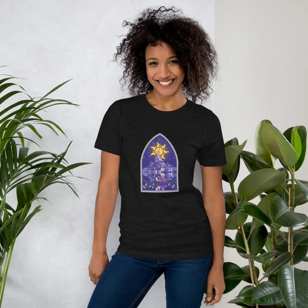 Women's Rapunzel Stained Glass Tee Cotton Fabric Top