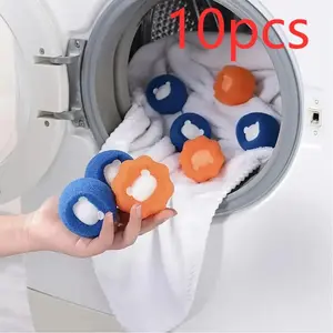 Reusable Hair Remover Laundry Ball Set, 10pcs/set Random Color Washing Machine Hair Catcher Dryer Ball for Clothing Dog Cat Pet Hair Remover, Household Laundry Tool