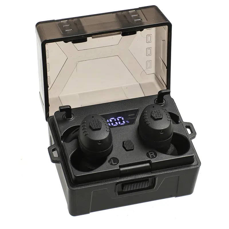 ARM NEXT E30 Portable Tactical Earbuds, Wireless In-Ear Hearing Protection with NRR 27dB Noise Reduction, Bluetooth 5.4, Ambient Sound & LED Display Case for Shooting, Hunting & Work, Headphone, Automatic, Electronic, Charging, Led Status Glance, Tactical