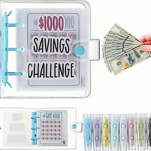 【graduation gifts】$1000 Mini Money Saving Binder Reusable Cash Envelope System – 2026 Budget Binder, 2026 Upgraded，Transparent PVC Pockets, Portable Budget Binder  & Cash Stuffing, Perfect Finance Planner & Gift Flexible Durable，money saving binder