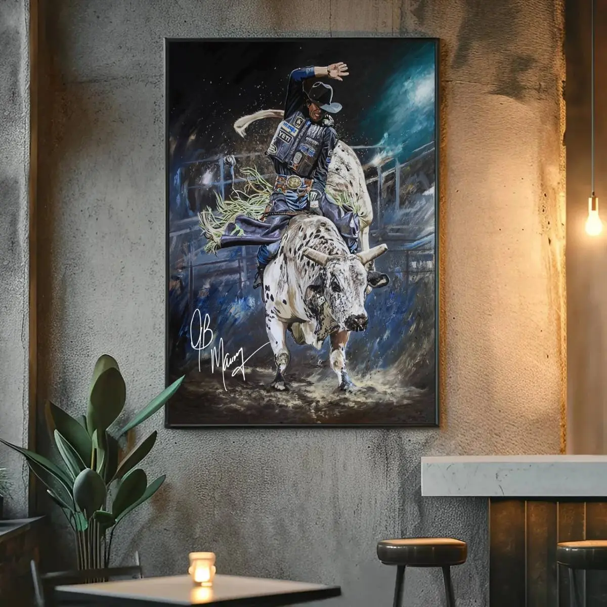 [No Frame] JB Mauney With Signature Poster, Dragonslayer Print Art, $7 Million Dollar Bull Rider Wall Art, Gift For Fans, Made In USA
