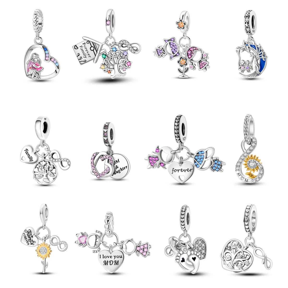 MULA Durable Sparkling Zirconia Heart Charm - Costume Jewelry Charm for Compatible Bracelets & Necklaces, Emotional Gift for Women, Charms