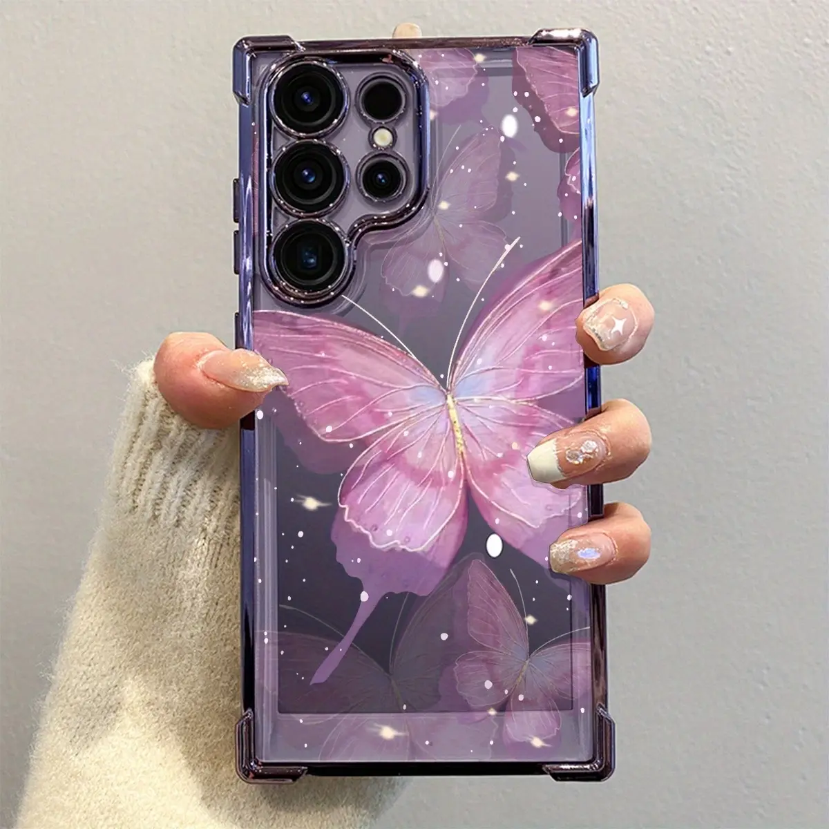 Purple Butterfly Patterned Case with Reinforced Corners for Drop Protection, a Sleek And Premium Feel, Compatible with for samsung Shockproof Back Covers, Suitable for Samsung for galaxy S25 Ultra, S24 Ultra, S23 Ultra, S22 Ultra, S25 Plus, S24 FE, S24+,