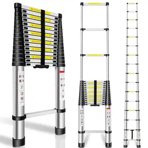 Telescopic extension ladder,aluminium one-touch telescopic folding with non-slip feet,portable multi-purpose indoor outdoor work ladder folding ladder collapsible extension,fathersdaygifts