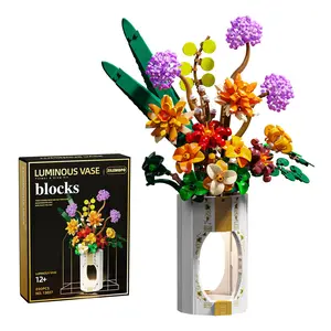 Flower Bouquet Building Sets - Compatible with Lego Flower Bouquet, Artificial Wildflower with Vase, DIY Unique Decoration Home, Botanical Collection for Ages14+ Girl for Gift