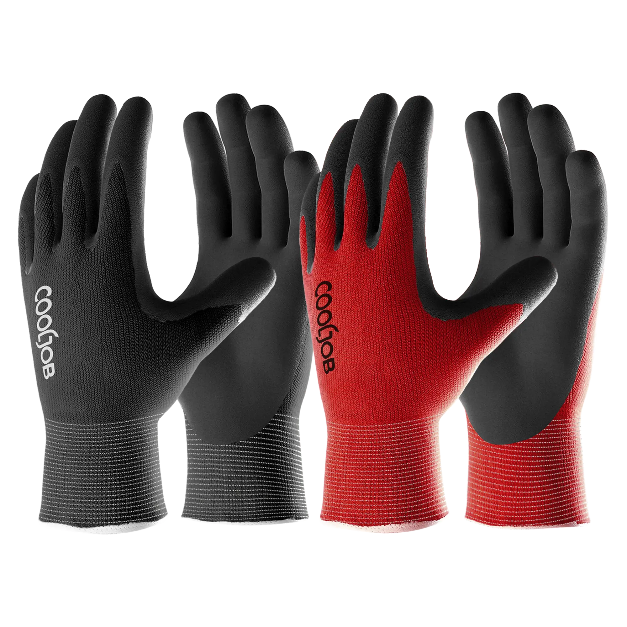 COOLJOB Men's Large Stretchy Breathable Soft Micro Foamed Latex Coated Gardening Gloves with Elastic Long Cuff, Polyester - Reusable 2/6 Pairs Pack for Gardeners - Garden Weeding, Mechanic Work, Driving - Hand Wash Compatible, Painting, Farming, Friends,,