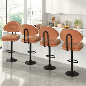 AWQM Set of 4 Modern Bar Stools【Ships in 2 Packages (2 per Package)】, Ergonomic Upholstered with Back, Adjustable Swivel Counter Stools for Kitchen Island