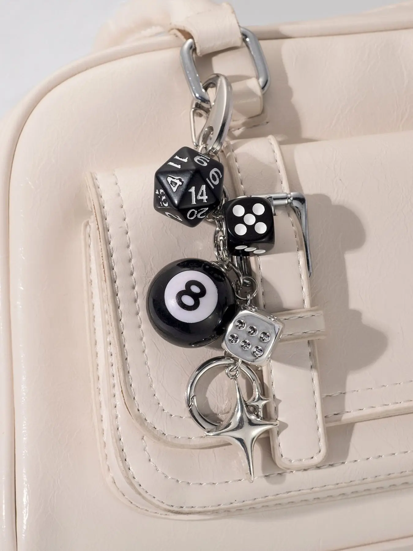 Niche design dice billiards pendant, retro fashion simple and casual pendant key chain charms, practical classic versatile multicolor optional, suitable for daily bag accessories, dating gifts small objects, Stylish Keychain