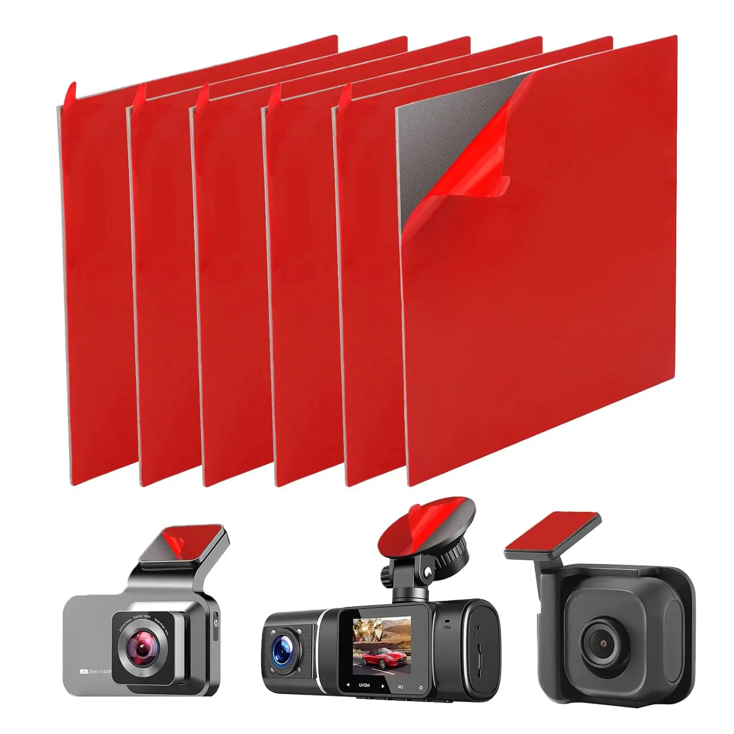 6-Count Heavy Duty Cam Mounting Tape Set Pack - Ultra Heat Resist. Double-Sided Adhesive Pads for GPS/Cams, Windshield Holders, Device Mounts | 60% Stronger, Weatherproof, Customizable, Manufacturer Warrenty, Bathroom Hooks, 2.5N/Cm² Peel Strength