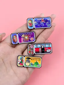 4pcs/set Anime Metal Pins, Collectible Pins, Creative Fashion Accessories, Multi-Functional Bag Decorative Badges, Brooches, Perfect For Backpacks And Clothing, Punk Style, All Seasons