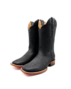 Cowboy Boot Matte Black Python