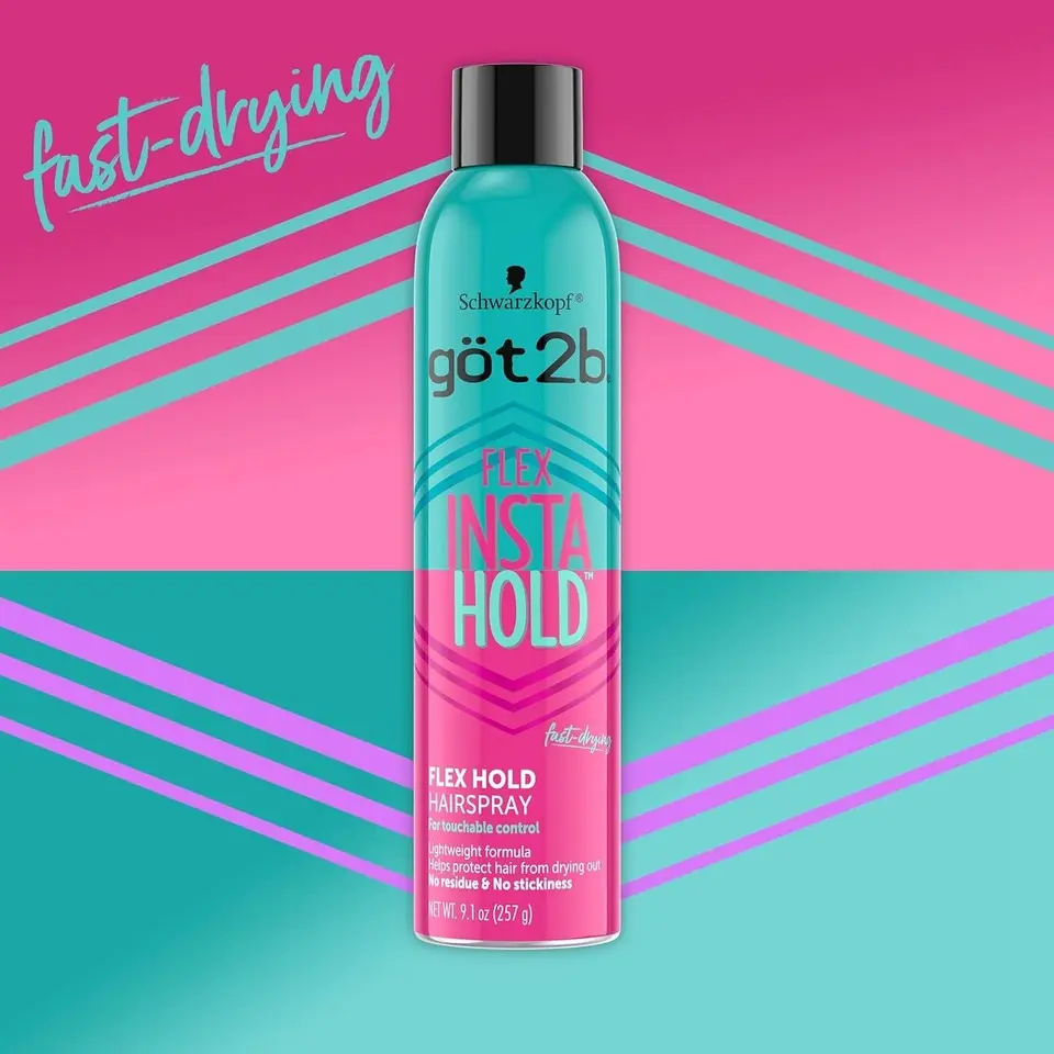 Got2b Flex Insta Hold Hair Spray 9.1oz | Strong Flexible Hold, Frizz Control