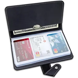 Credit Card Holder Leather Business Card Organizer with 96 Card Slots Professional Card Book Case for Cards and Important Documents to Prevent Loss or Damage (Black)