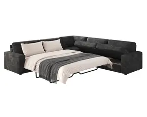 [Ships in 2 Boxes] [Summervibes] AMERLIFE L-Shaped Sectional Storage Sofa with Chaise, Reversible Sleeper Sofa Bed, 2-in-1 Pull Out Couch Living Room Furniture/Best Gift Ideas/Christmas Gifts