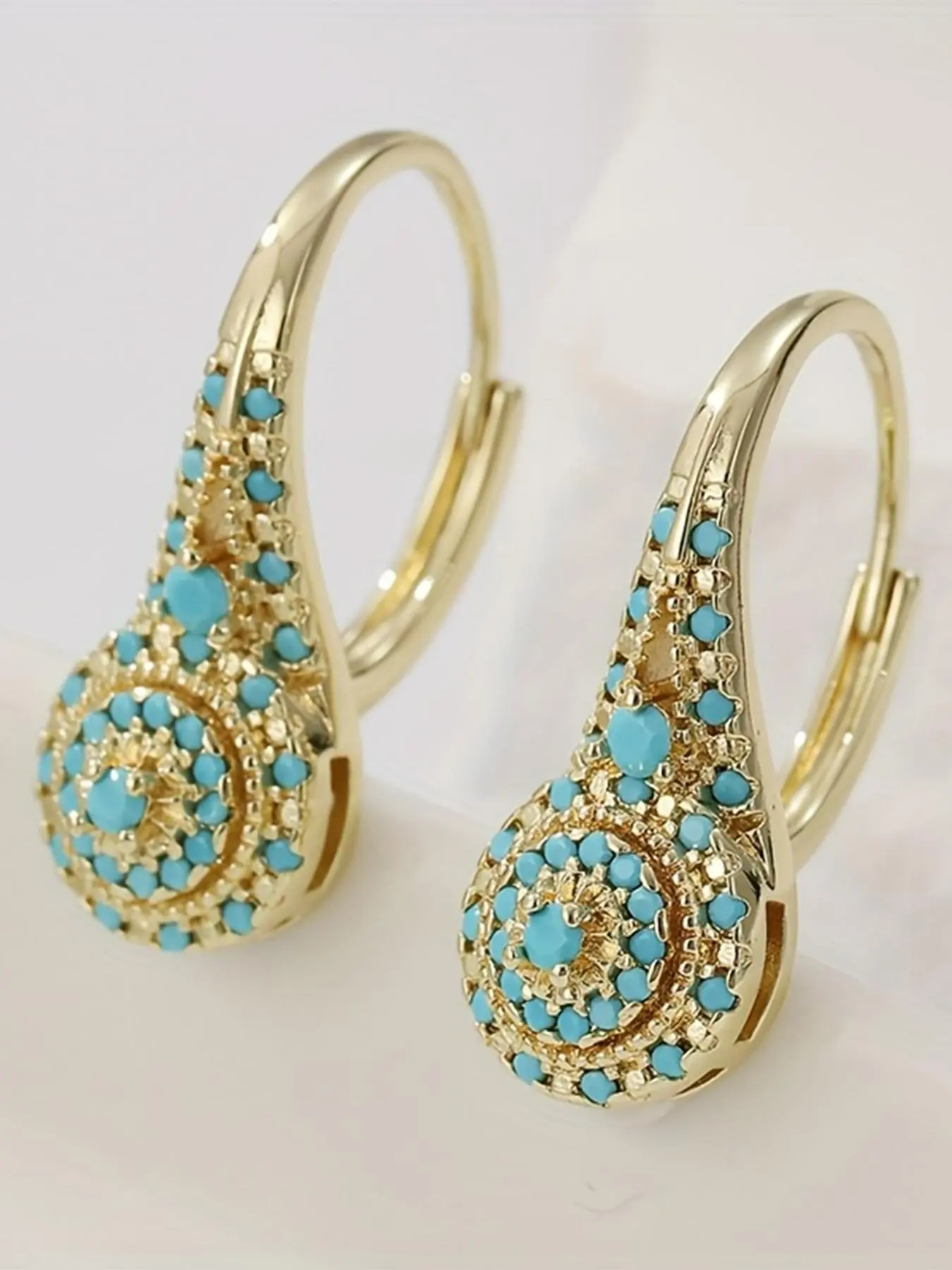 Elegant Women's Faux Turquoise Water Drop Earrings - Premium Quality, Fashionable Jewelry, Ideal for Daily Wear & Formal Events, Perfect Holiday Gift, Hoop Jewelry
