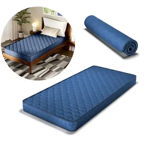 【On Deal】Ferroiarea Waterproof Twin Mattress 6 Inch High-Density Firm Foam, Protector with Stylish Diamond-Quilted Breathable Fabric, Distributes Weight Evenly, Navy Blue