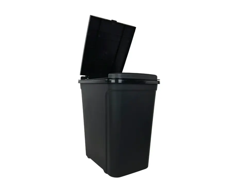 Black Plastic Touch-Top Lid Kitchen Trash Can, 7.6 Gal Capacity, 14.17in L x 10.62in W x 16.92in H Home Care Bin
