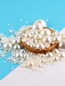 4mm-18mm Abs Flat Bottom Pearl Large Ivory Flatback Pearls, Big Half Round Pearls for Crafting ABS Plastic Pearl Beads for Wedding Birthday Party Decoration Centerpieces Shoes Cup DIY Crafts Projects Pearls Beading