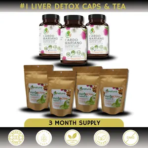 Liver Detox Bundle – Milk Thistle Capsules (90 Veggie Caps, 1500 mg) + Herbal Detox Tea (24 Bags) – Dandelion, Turmeric, Boldo, Cuachalalate – 100% Natural, Vegan – 3-Month Supply – by BexpertsUSA Healthcare Fitness