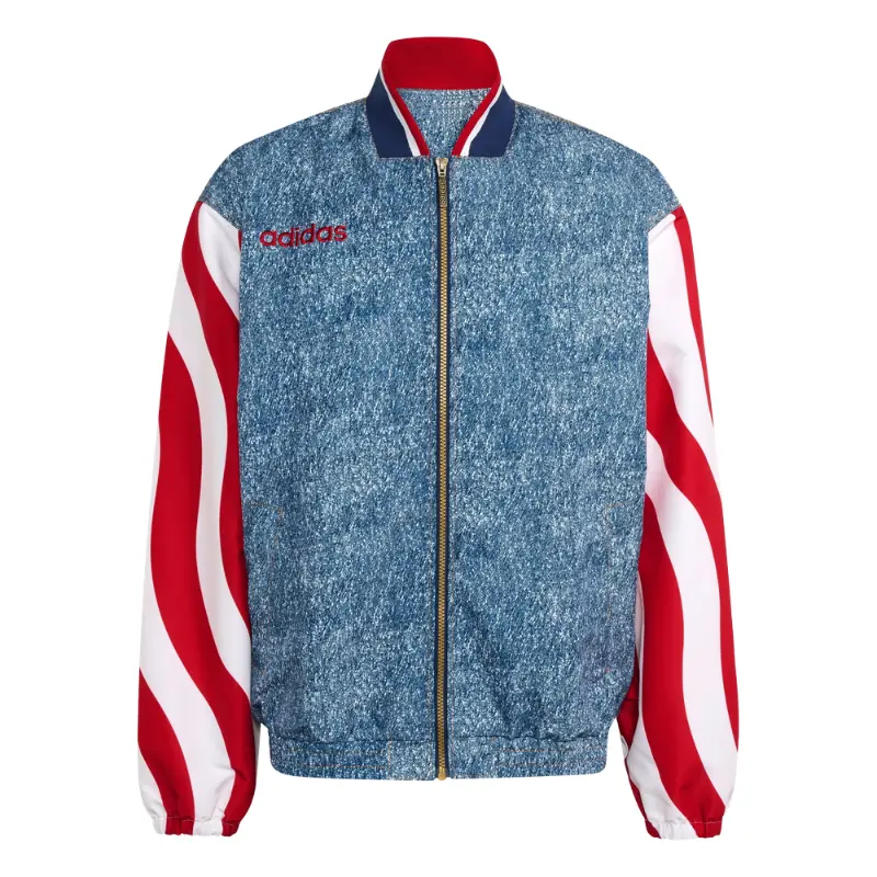 Men's Vintage Plain Weave Long-Sleeve Loose-Fitting High-Neck Full-Zip Track Jacket - Stylish Sporty Chic Top with Embroidered Denim Graphic, Fabric, Zipper, Ideal for Driving/OOTD, KB2712, Menswear Coats