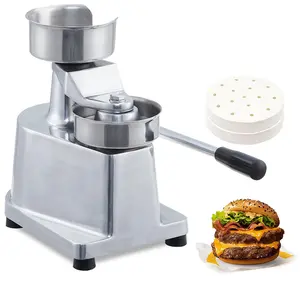 【GARVEE】Commercial Burger Patty Maker with 500 Pcs Patty Papers, 4 Inch Hamburger Beef Patty Maker, Food-Grade Stainless Steel Hamburger Press Burger Machine, Beef Pork Vegetarian Patties Maker