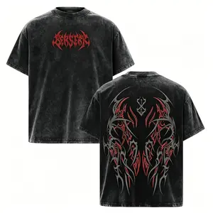 Berserk Pump Cover Menswear T-Shirt - Vintage Washed Oversized Short-Sleeve Mens Clothing Gym Tee, Heavy Cotton Fitness Top, Dark Aesthetic Unisex Apparel, Soft Loose Fit for Workout & Training Crewneck