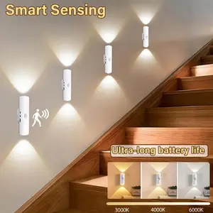 Smart Motion Sensor LED Night Light, USB Rechargeable Magnetic Dimmable Wall Lamp, RGB & 3CCT Gradient Ambient Light, Stick-On No Drilling Step Light for Bedside, Closet, Hallway, Stairway, Entryway, Living Room lighting plug-free
