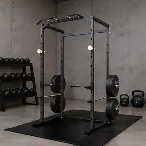 Heavy Duty Power Cage Squat Rack for Home,1100 LB Capacity Power Rack with Pull-Up Bar, Dip Bars, j-Hooks Adjustable Safety Bars Spotters Squat,Black
