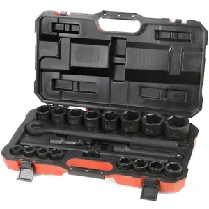 Stark USA 21PC 3/4" Drive Quick Release Impact Ratchet Socket Set - SAE Standard, Drop-Forged Steel, Heat-Treated, High-Vis Labels, Impact Driving, Oil-Resistant Coating, Quick Release Ratchets