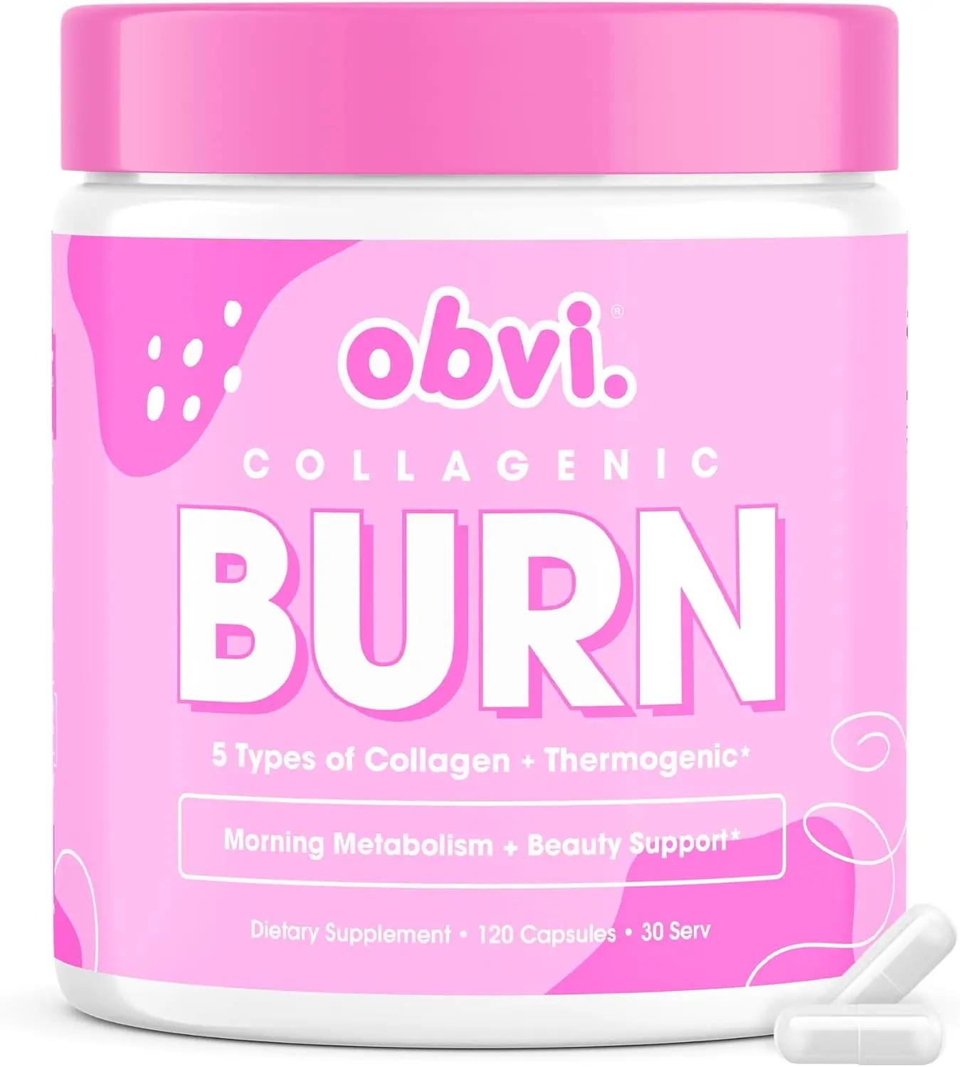Collagenic Burn | Hydrolyzed Collagen Peptides + Green Tea Extract Supplement | Supports Metabolism & Daily Wellness | with Biotin, B12 & BioPerine | 30 Servings | 120 Capsules