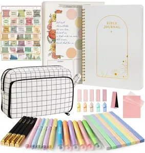 Bible Study Journaling Supplies Kit - Christian Gifts for Women - Highlighters and Pens with Aesthetic Journal Notebook - Bibles Accessories Annotation Kits