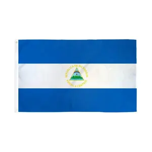 Nicaragua National Flag Banner, 3x5ft Polyester Dye Sublimation Banner for Home & Festive Party Decor