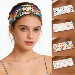 3pcs Football Headbands, World Cup Elastic Hair Bands, Multiple Soccer Print Designs, Cute Football Elements, Party Decorations