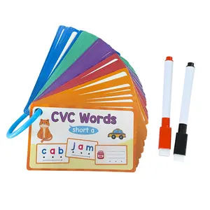 English Cvc Learning Flashcards, Reusable Erasable Dual-Sided Print Children Educational Toys, Ideal for Early Literacy Skills Development
