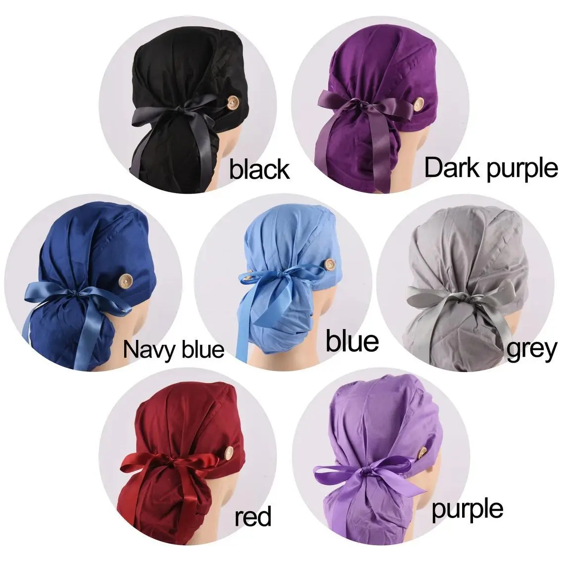 Women's Solid Color Ponytail Scrub Cap for Long Hair, Doctor Print Hat, Nurese, Birthday Gifts Women's Solid Color Ponytail Scrub Cap for Long Hair, Doctor Print Hat, Nurese, Birthday Gifts