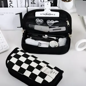 Large Capacity Canvas Pencil Case, Pencil Bag, High Aesthetic Style Design, Hand Strap Optional, Multi-Functional Stationery Organizer for School Students