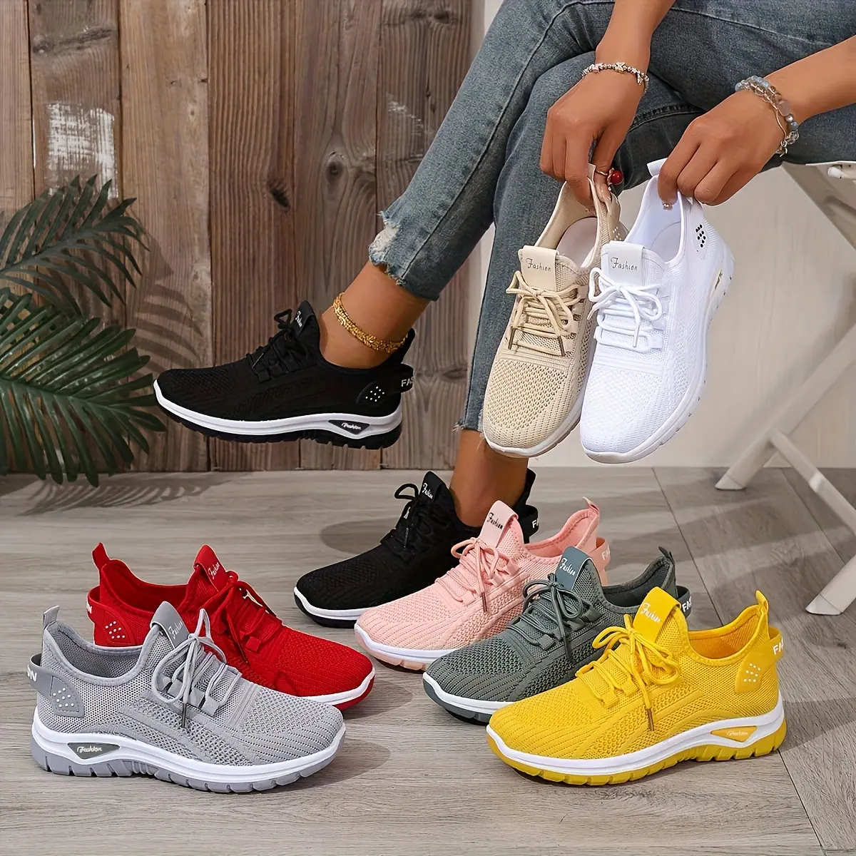 Women'S Slip-On Sneakers - Lightweight Breathable Mesh Shoes with Cushioned Rubber Sole, All-Season Everyday & Formal Shoes in Black/White/Red/Gray/Beige/ - Easy Slip-On Closure for Women, Ladies Sneakers, Comfortable Footwear, Minimalist Design