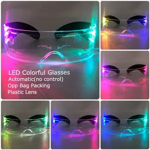 Christmas Party Glasses LED Light up Cyberpunk Glasses Glowing Cool Goggles for Man Women Futuristic Cosplay Bar Party Props YEAHUI EL