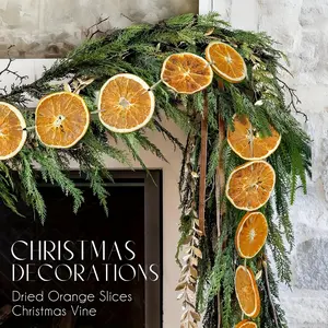 32pcs Dried Orange Slice Wreath Decoration- Spring Indoor Decor - Rustic Orange Garland for Mantle Front Door Fireplace Home Wall Doorway Window Decor Christmas Tree Porch Farmhouse,Daily Gift