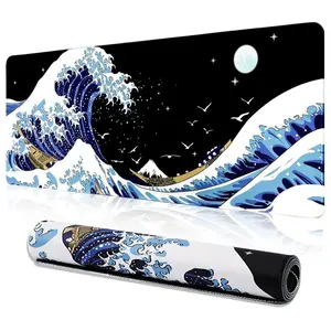 Washable wave pattern extended mouse pad, anti slip gaming mouse pad, suitable for desktop laptops, office desk pads, suitable for home office desks