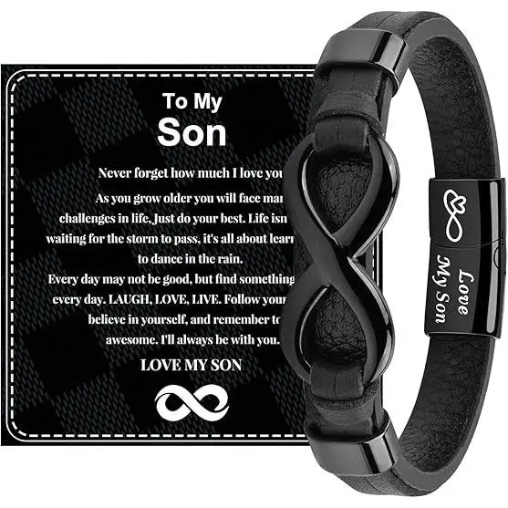 Black 8 shaped leather bracelet