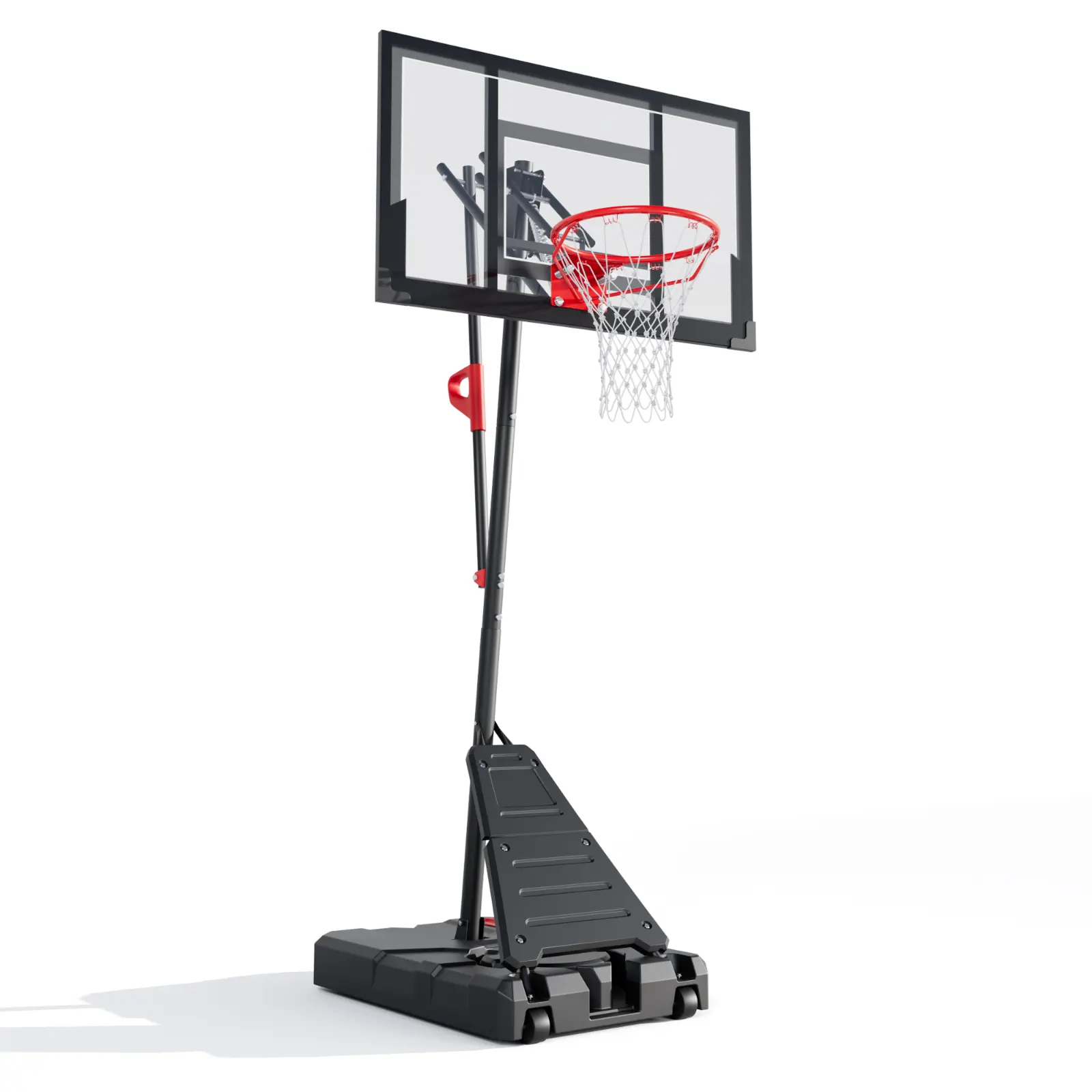 Portable Basketball Hoop Outdoor Goal System - Heavy-Duty Construction, 12-Position 4.9ft-10ft Height Adjustment, 44" Shatter-Resistant Backboard, Nylon All-Weather Net, Stable Movable Wheeled Base, for Backyard, Driveway (Black, Indoor & Outdoor Use)